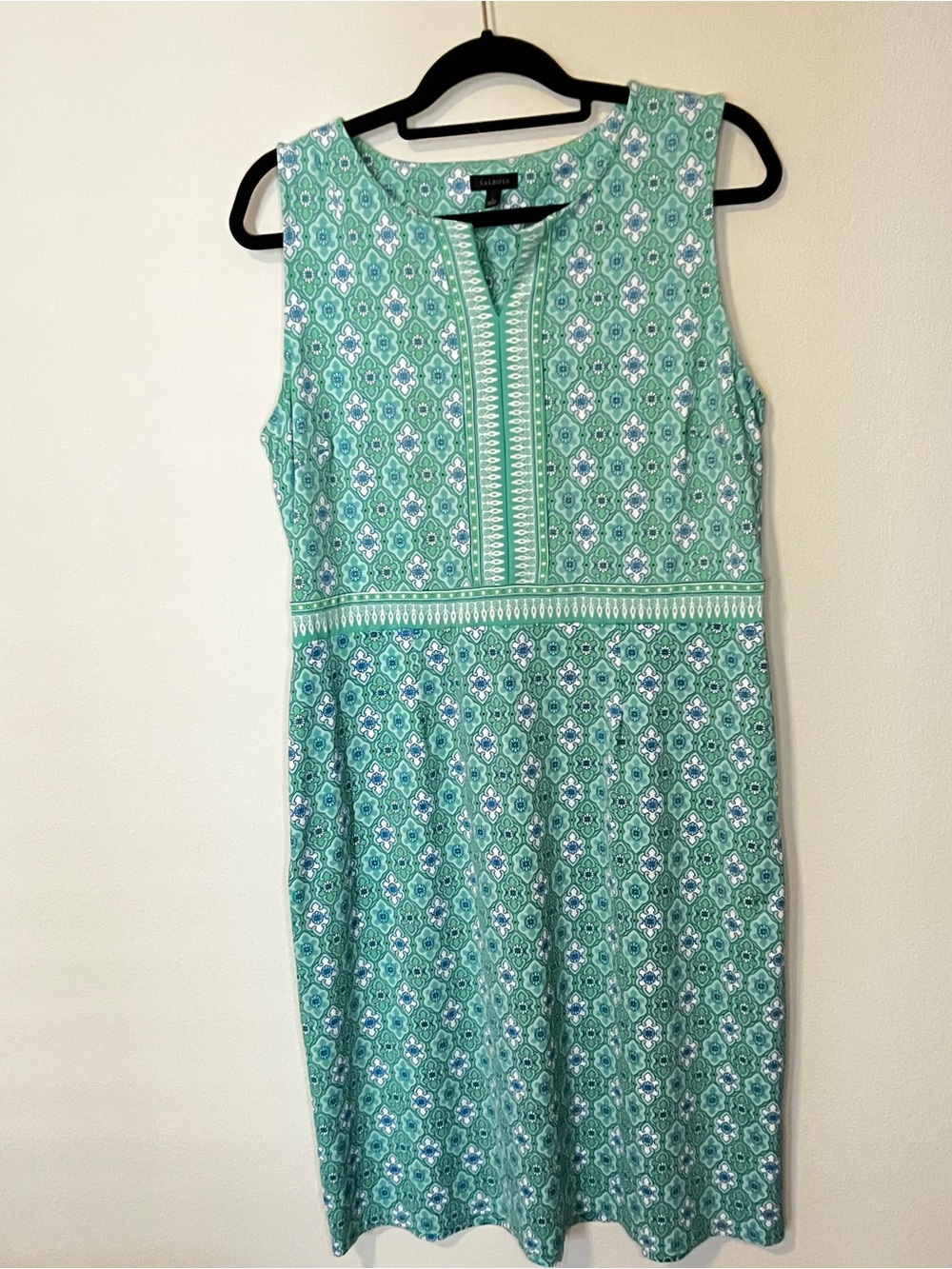 Talbots Women’s Green Tile Medallion Print Midi Sheath Dress Lrg - Picture 2 of 10